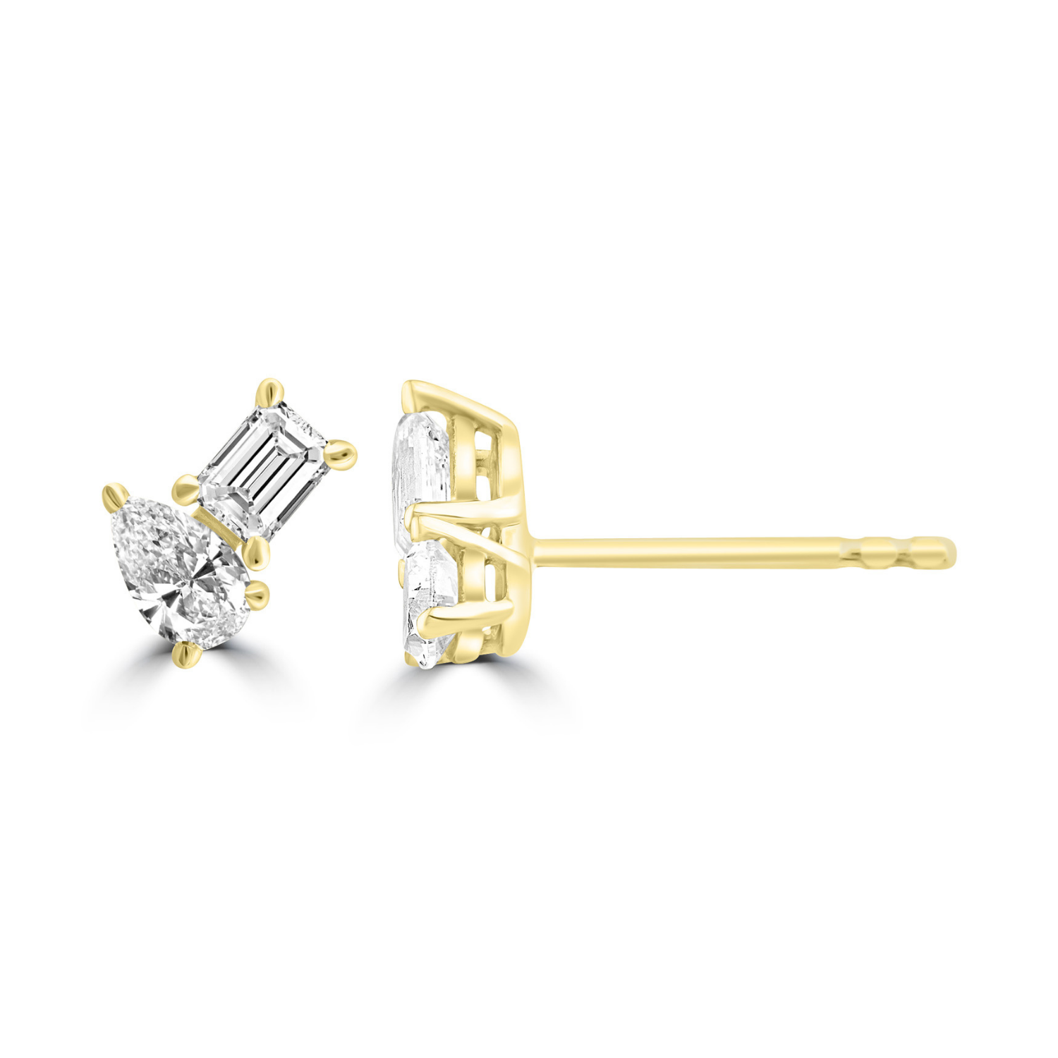 9k Yellow Gold Toi et Moi Stud Earrings