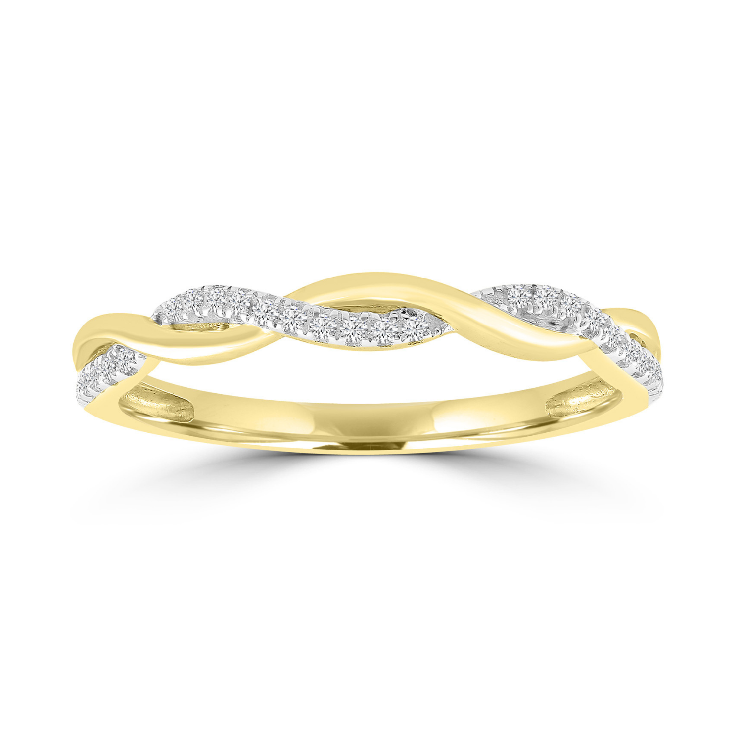 9k Yellow Gold Twist Diamond Band