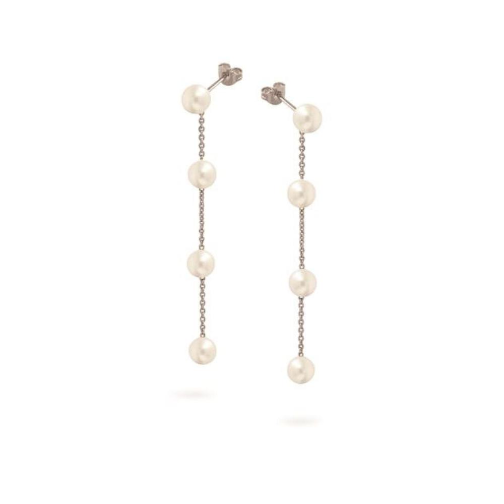 Sterling Silver 'Cascade' Pearl Drop Stud Earrings