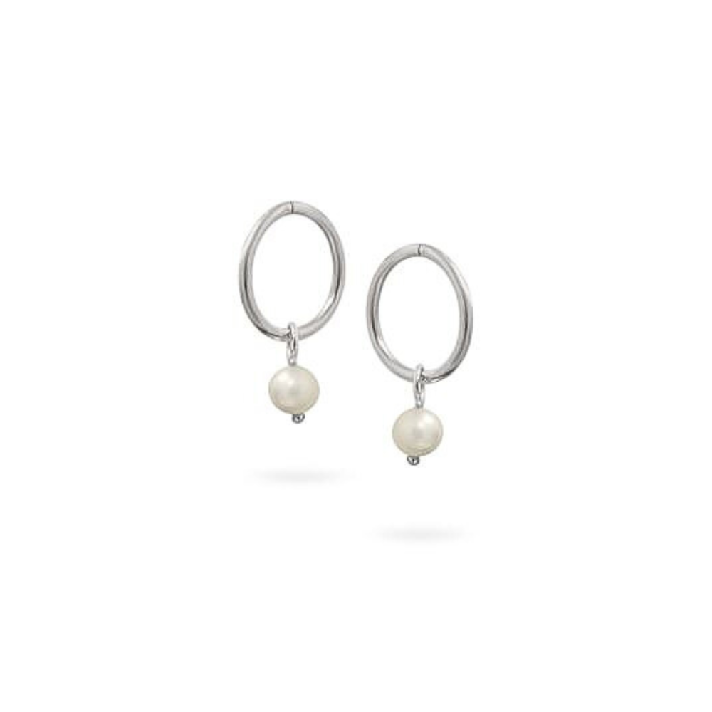 Sterling Silver Pearl Sleeper Earrings