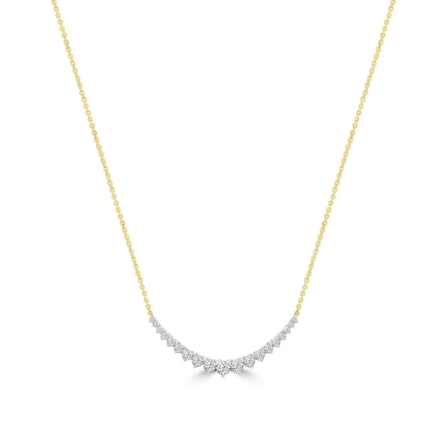 9k Yellow Gold Graduated Diamond Arch Necklace