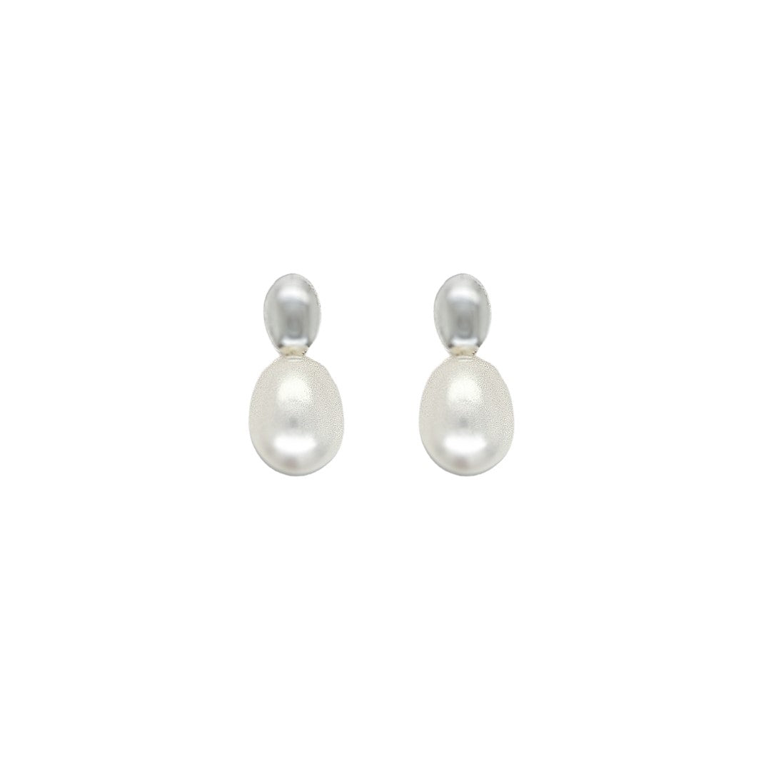 Sterling Silver 'Moontide' Pearl Drop Earrings