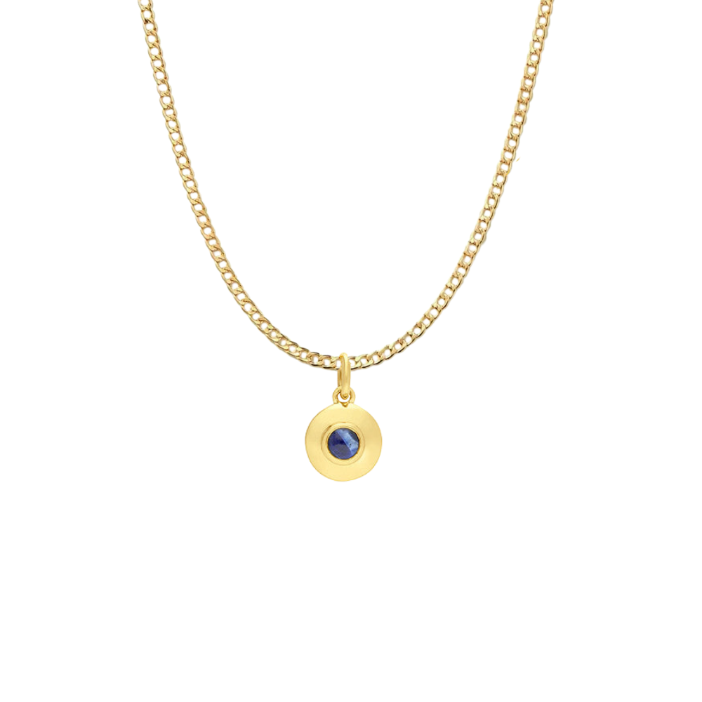 9k Yellow Gold Sapphire Disc Pendant