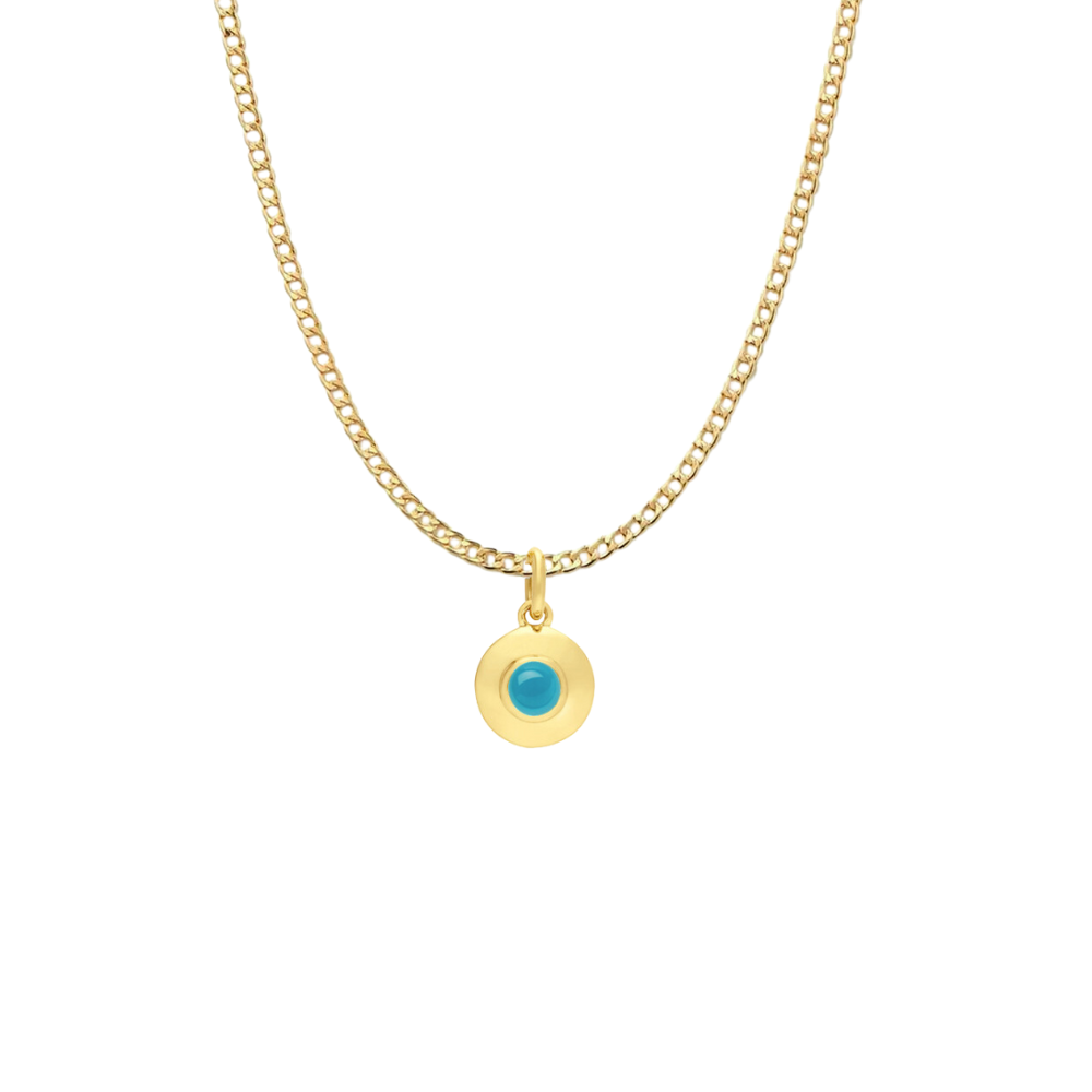 9k Yellow Gold Turquoise Disc Pendant