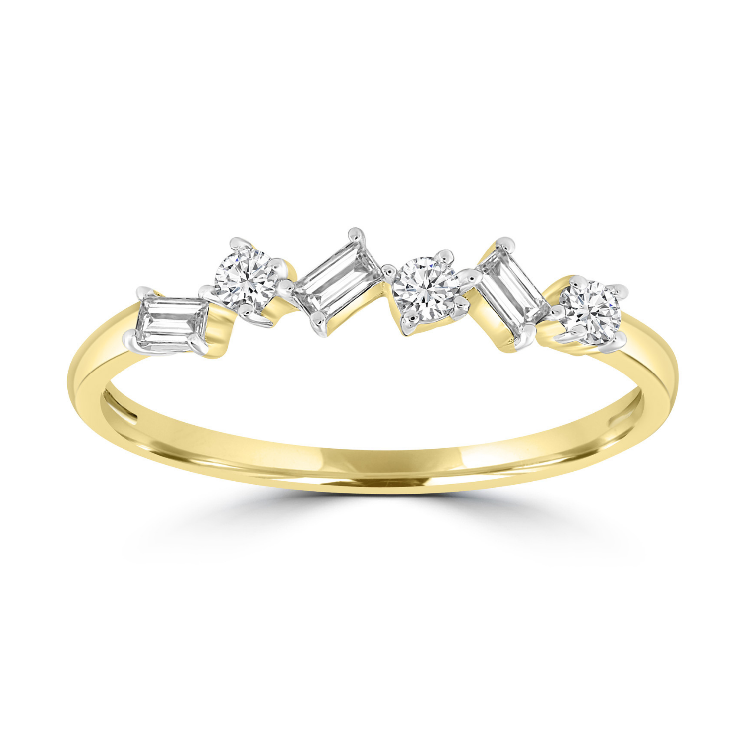 9k Yellow Gold Assorted Diamond Band