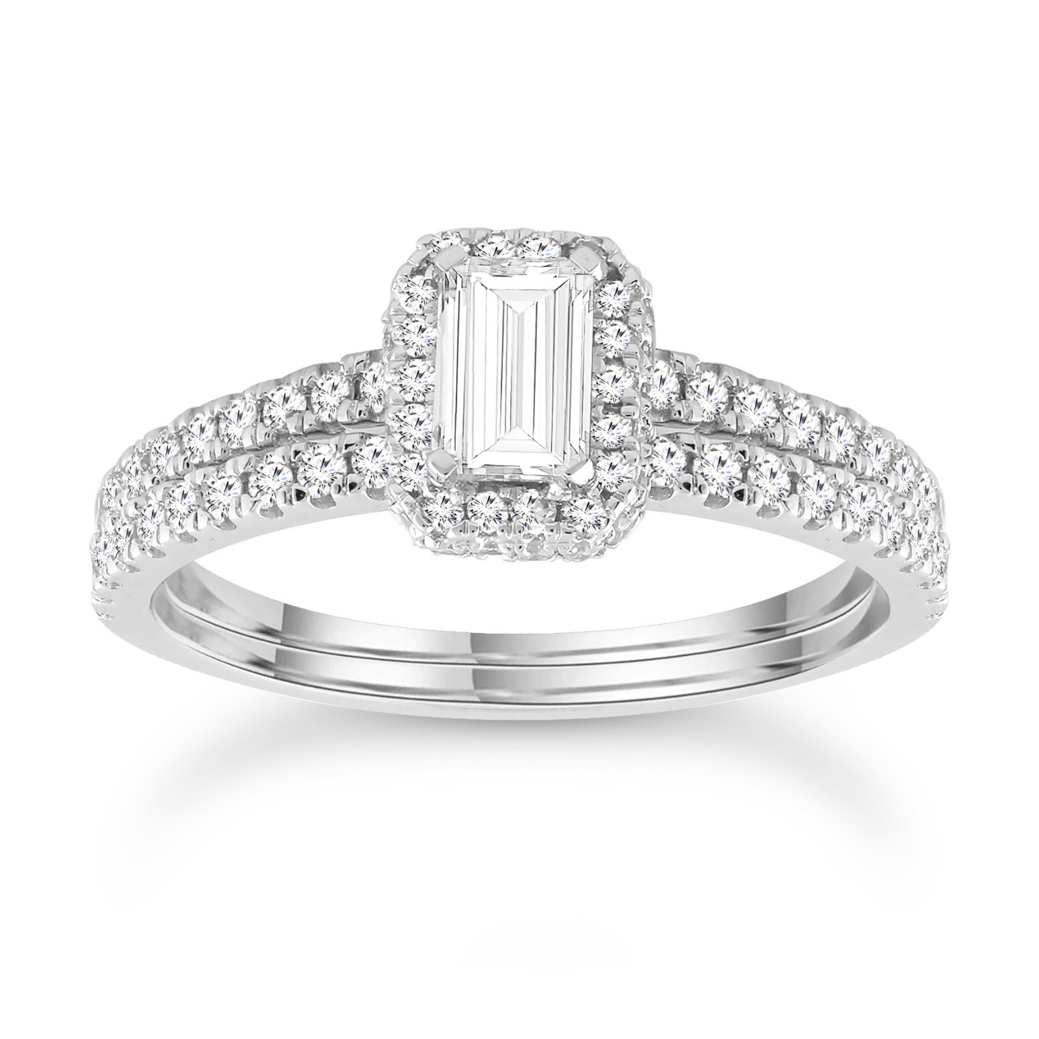 9k White Gold 1ct TDW Bridal Set