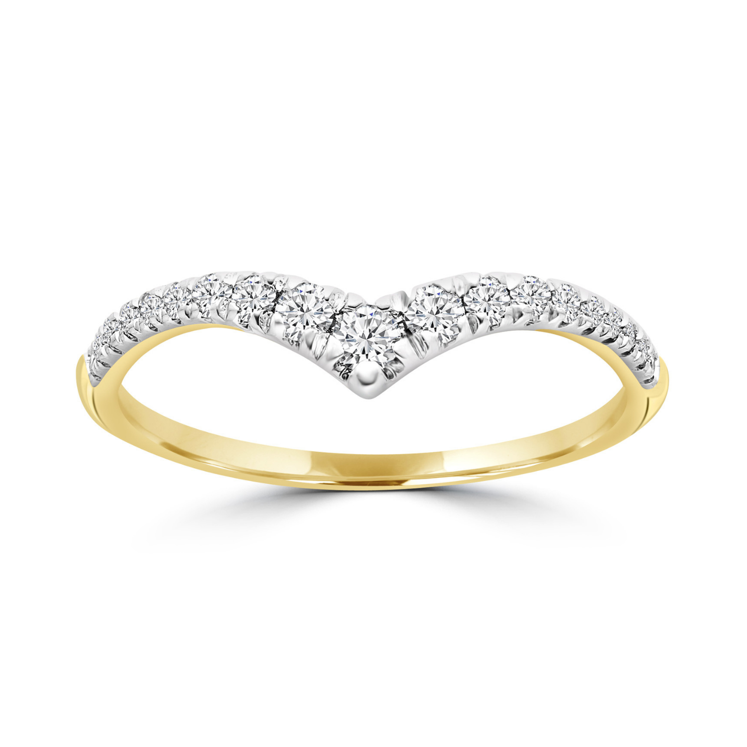 9k Yellow Gold Diamond V Band