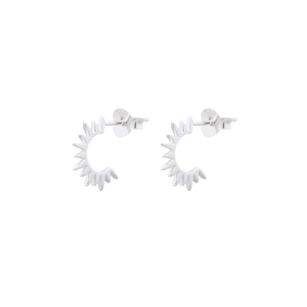 Sterling SIlver Spike Micro Hoop Earrngs