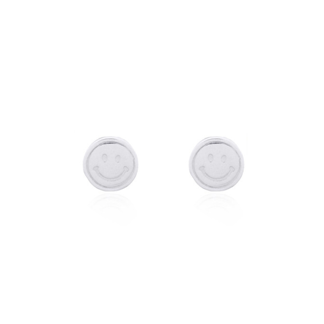 Sterling Silver Smiley Face Stud Earrings