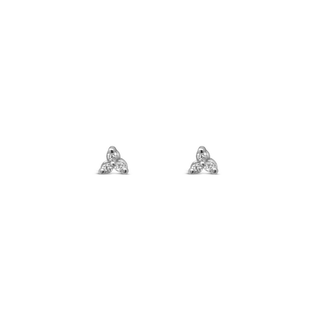 Sterling Silver Micro CZ Trio Stud Earrings