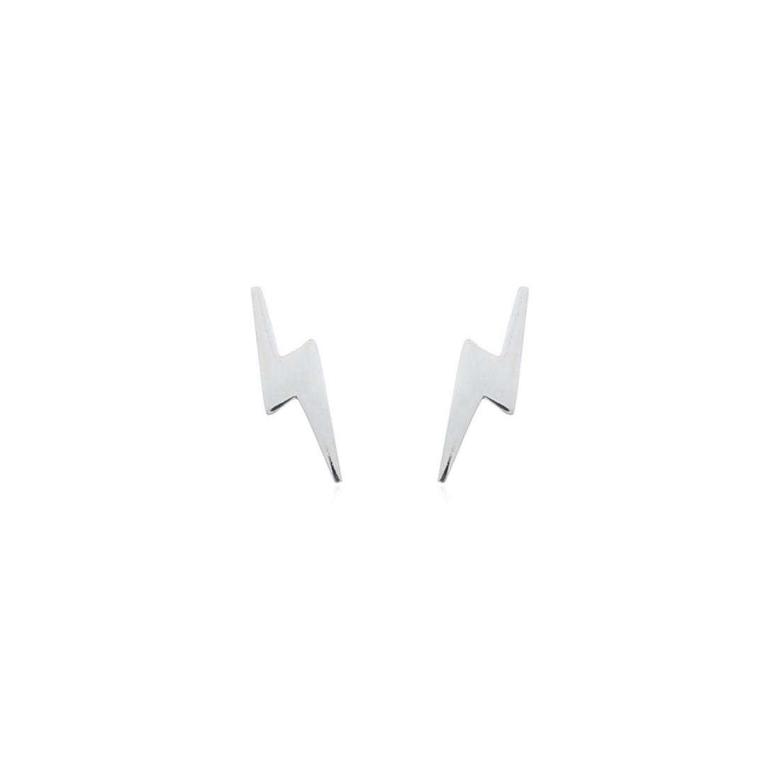 Sterling Silver Lightning Bolt Stud Earrings